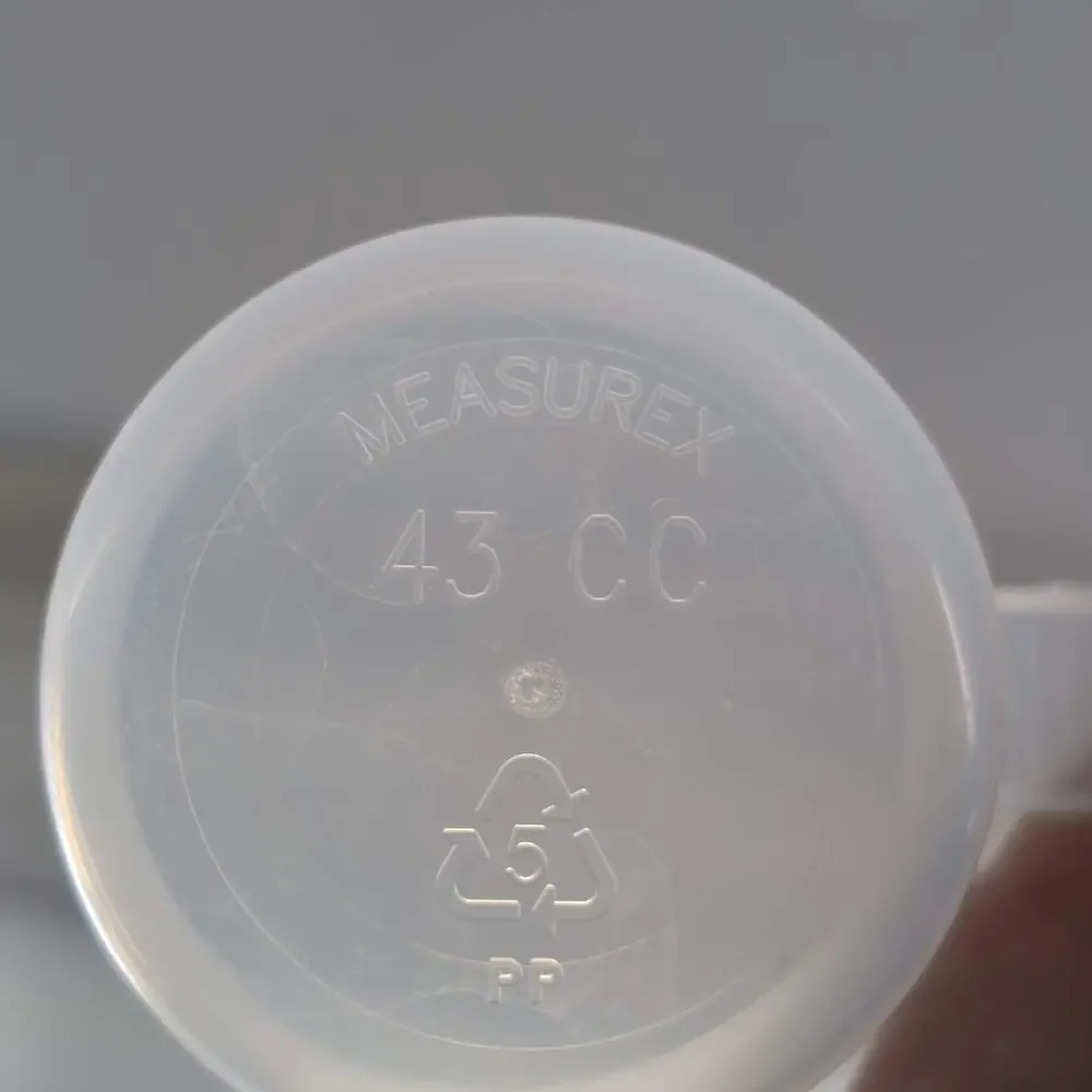 Three Measurex Orgain Transluscent Plastic Long Handle Measuring Scoops - 43 CC